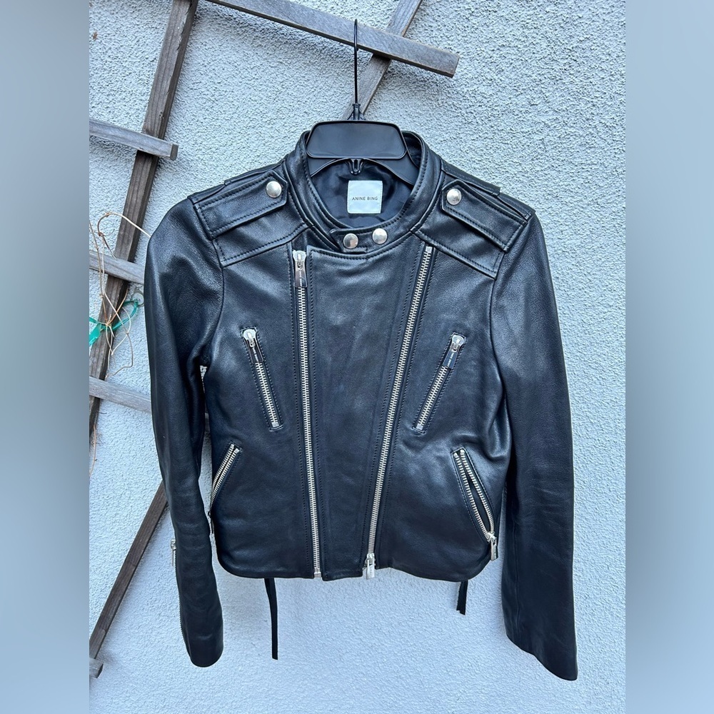 Anine Bing Bowie Leather Biker Jacket in Black - Picture 12 of 16